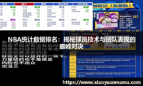 NBA统计数据排名：揭秘球员技术与团队表现的巅峰对决